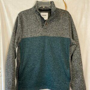 Sonoma Men's Size Small Gray and Green Color Block Fleece Pull Over